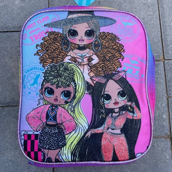 LOL Surprise OMG Reusable Kids Lunch Box Insulated Handle Bag Fashion Glitter - Picture 1 of 3
